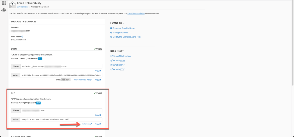 customize the SPF TXT record