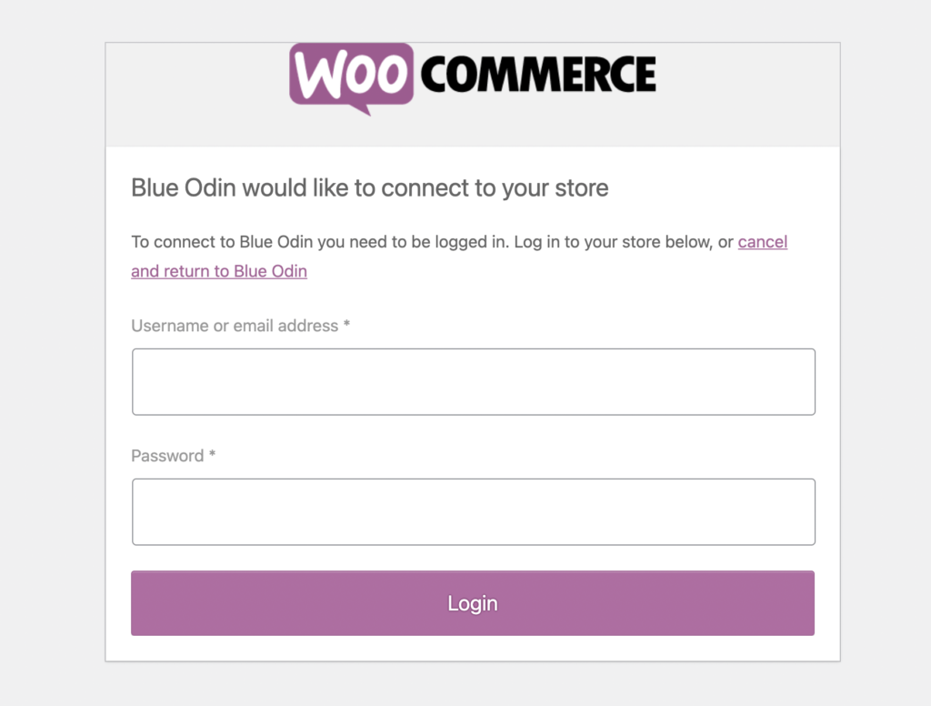 connect woocommerce to blue odin