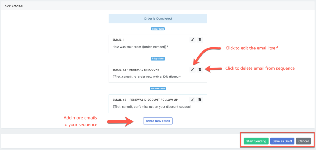 example of 3-email sequence